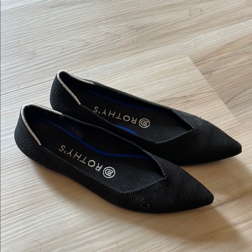 Rothy's Black Flats Elegant Minimalist Design